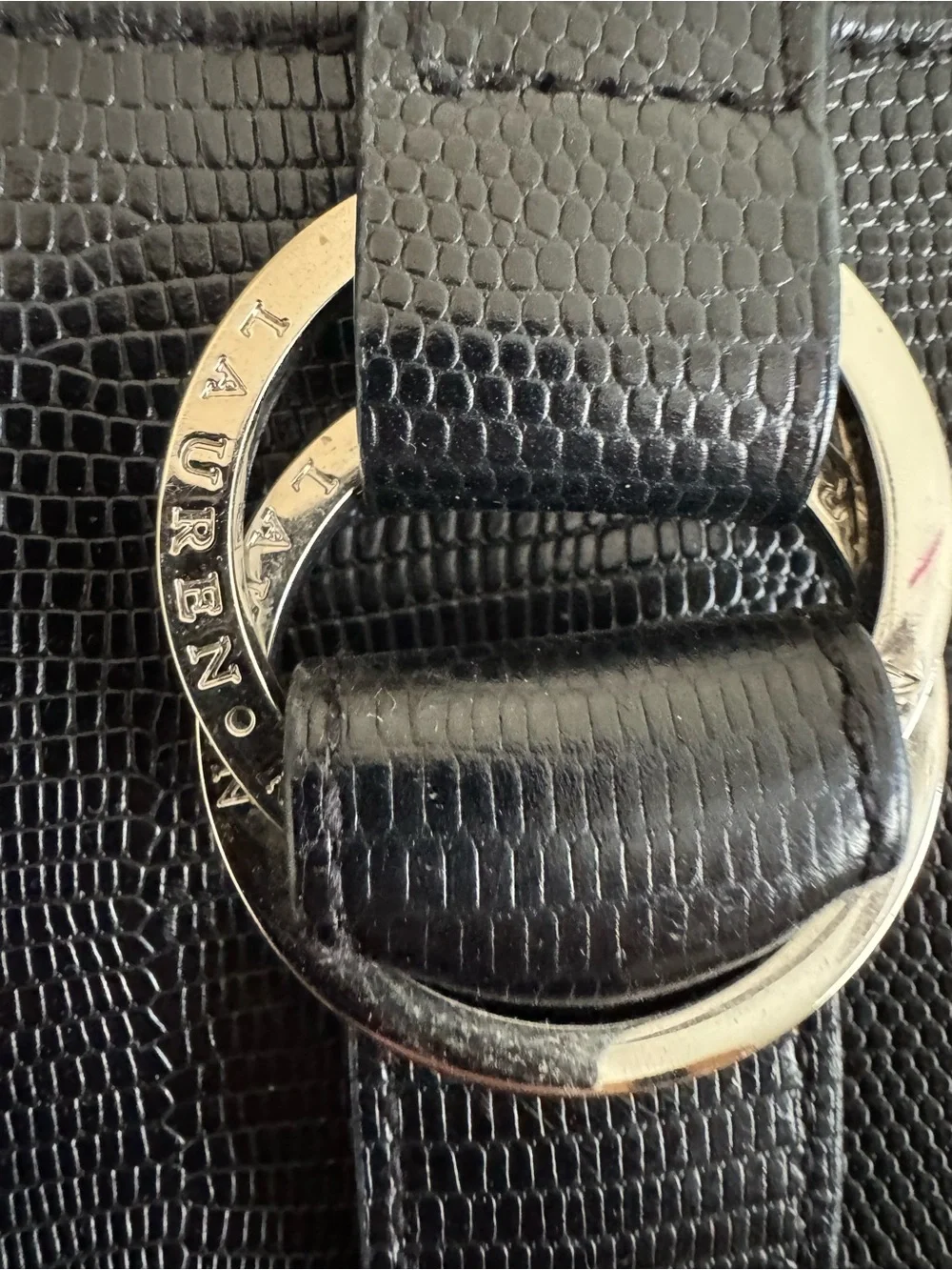 Lauren Ralph Lauren Black Embossed Leather Shoulder Bag Clutch